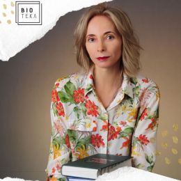 Fragment plakatu - zdjęcie Moniki Skrzypek, w lewym górnym rogu logo Bioteki