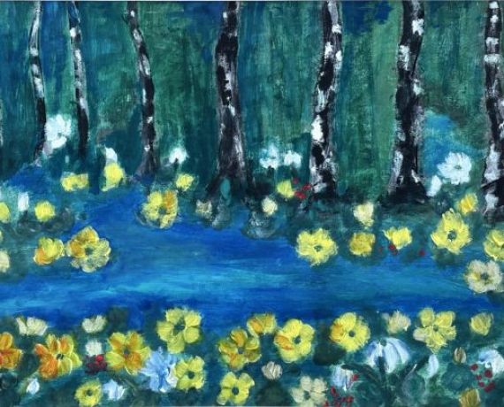 Pejzaż namalowany przez Krystynę Staś