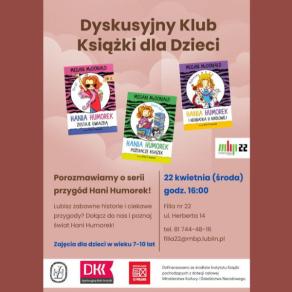 Plakat promujący DKK dla Dzieci - okładki książek z serii o Hani Humorek