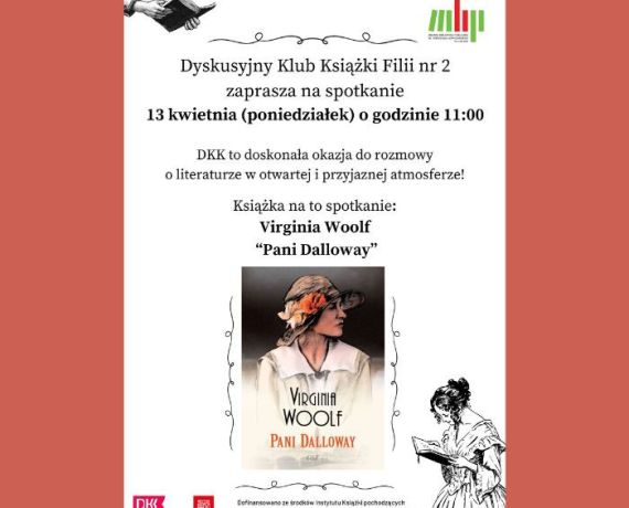 Plakat promujący spotkanie DKK - w centralnym miejscu okładka książki 