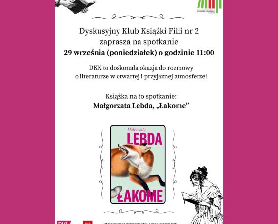 Plakat promujący spotkanie DKK wokół książki 