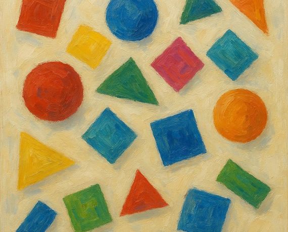 kolorowe figury geometryczne, olej