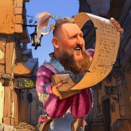 Krzysztof Owsiak przedstawiony graficznie jako herold ogłaszający wydarzenie