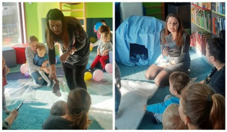 Kobieta opowiada dzieciom